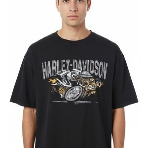 Harley-Davidson Shirt Mens 5XL Black Graphic Tee Mike Bruno Dealer Houma LA Y2K